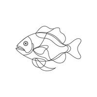Tilapia Continuous line art flat illustration on white background. vector