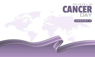 World Cancer Day template with purple ribbon and copy space area vector