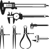 Caliper Silhouette, Engineering, Construction , Caliper outline, Machinist, Calipers measure icon. Vernier caliper icon. illustration. Linear tool symbol vector