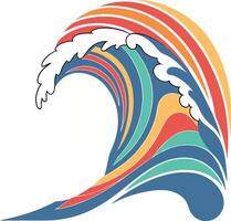 A colorful wave with a rainbow in the middle vector