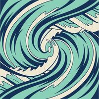 A blue and white wave pattern with a swirl abstract background vector