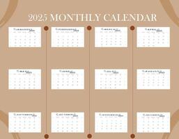 2025 Simple Calendar Planner Schedule Design vector