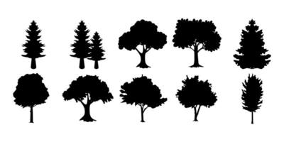 tree silhouettes on white background vector