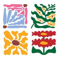 Set of Abstract groovy floral vector