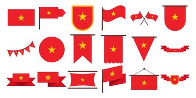 Set of Vietnam waving flag vector