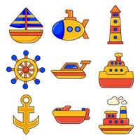 a set of different types of boats and ships vector