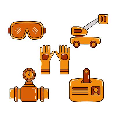 safety equipment icons set illustration