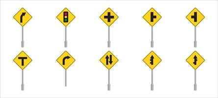 Set Bundle Traffic Regulation Signs Signs White Background vector