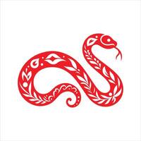 A red snake with a pattern on it vector