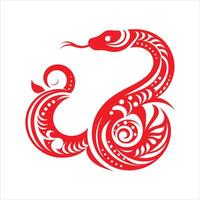 The chinese zodiac snake is red and has a pattern vector