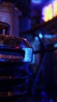 A close up of a metal object in a dark room video