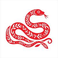 The snake is red and has a leaf pattern vector