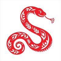 The snake is red and has a pattern on it vector