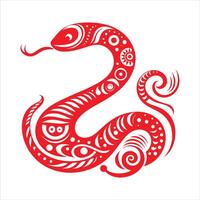The snake is red and has a pattern on it vector
