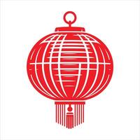 Red Traditional Chinese Lantern with and Japan Lantern for Lunar New Year Paper Lamp Silhouette Design vector