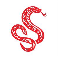 The snake is red and has a pattern on it vector