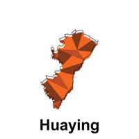 Huaying City map, map of China Country polygon style geometric simple design template, map on white background vector