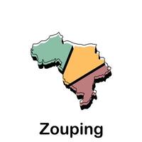 Map City of Zouping, template with outline graphic sketch style isolated on white background vector