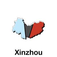 Map of Xinzhou City, map technology with outline style modern design template, China map suitable for your company vector