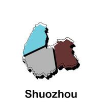 Map City of Shuozhou, template with outline graphic sketch style isolated on white background vector