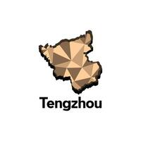 Tengzhou City map, map of China Country polygon style geometric simple design template, map on white background vector