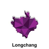 Longchang City map, map of China Country polygon style geometric simple design template, map on white background vector