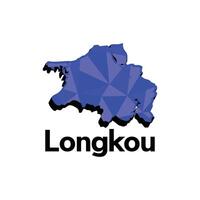 map of Longkou design template with colorful geometric style, national borders and important cities illustration design vector