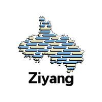 Map of Ziyang City, map technology with outline style modern design template, China map suitable for your company vector