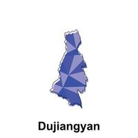 Dujiangyan City map, map of China Country polygon style geometric simple design template, map on white background vector