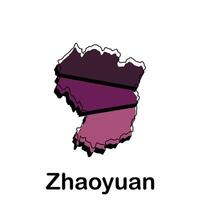Zhaoyuan City map, map of China Country polygon style geometric simple design template, map on white background vector