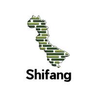 Map of Shifang City, map technology with outline style modern design template, China map suitable for your company vector