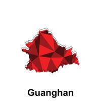 Guanghan City map, map of China Country polygon style geometric simple design template, map on white background vector