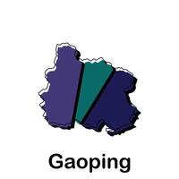 Gaoping map flat icon illustration, map of Chinese with named governance and travel icons template vector
