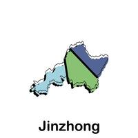 Jinzhong map flat icon illustration, map of Chinese with named governance and travel icons template vector