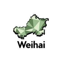Weihai City map, map of China Country polygon style geometric simple design template, map on white background vector
