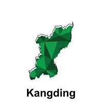 Kangding City map, map of China Country polygon style geometric simple design template, map on white background vector