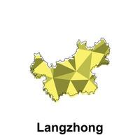 Langzhong City map, map of China Country polygon style geometric simple design template, map on white background vector