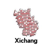 Map of Xichang City, map technology with outline style modern design template, China map suitable for your company vector