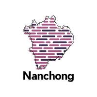 Map of Nanchong City, map technology with outline style modern design template, China map suitable for your company vector