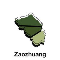 Map City of Zaozhuang, template with outline graphic sketch style isolated on white background vector