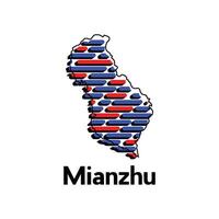 Map of Mianzhu City, map technology with outline style modern design template, China map suitable for your company vector