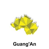 Guang An City map, map of China Country polygon style geometric simple design template, map on white background vector