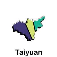 Map City of Taiyuan, template with outline graphic sketch style isolated on white background vector