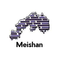 Map of Meishan City, map technology with outline style modern design template, China map suitable for your company vector