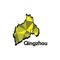 Qingzhou City map, map of China Country polygon style geometric simple design template, map on white background vector