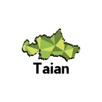 Taian City map, map of China Country polygon style geometric simple design template, map on white background vector