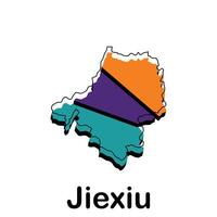 Jiexiu map flat icon illustration, map of Chinese with named governance and travel icons template vector