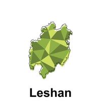 Leshan City map, map of China Country polygon style geometric simple design template, map on white background vector