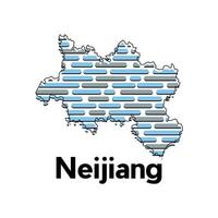 Map of Neijiang City, map technology with outline style modern design template, China map suitable for your company vector
