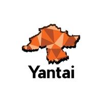 Yantai City map, map of China Country polygon style geometric simple design template, map on white background vector